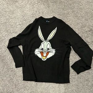 H&M Black Sweater bugs bunny Cartoon Design